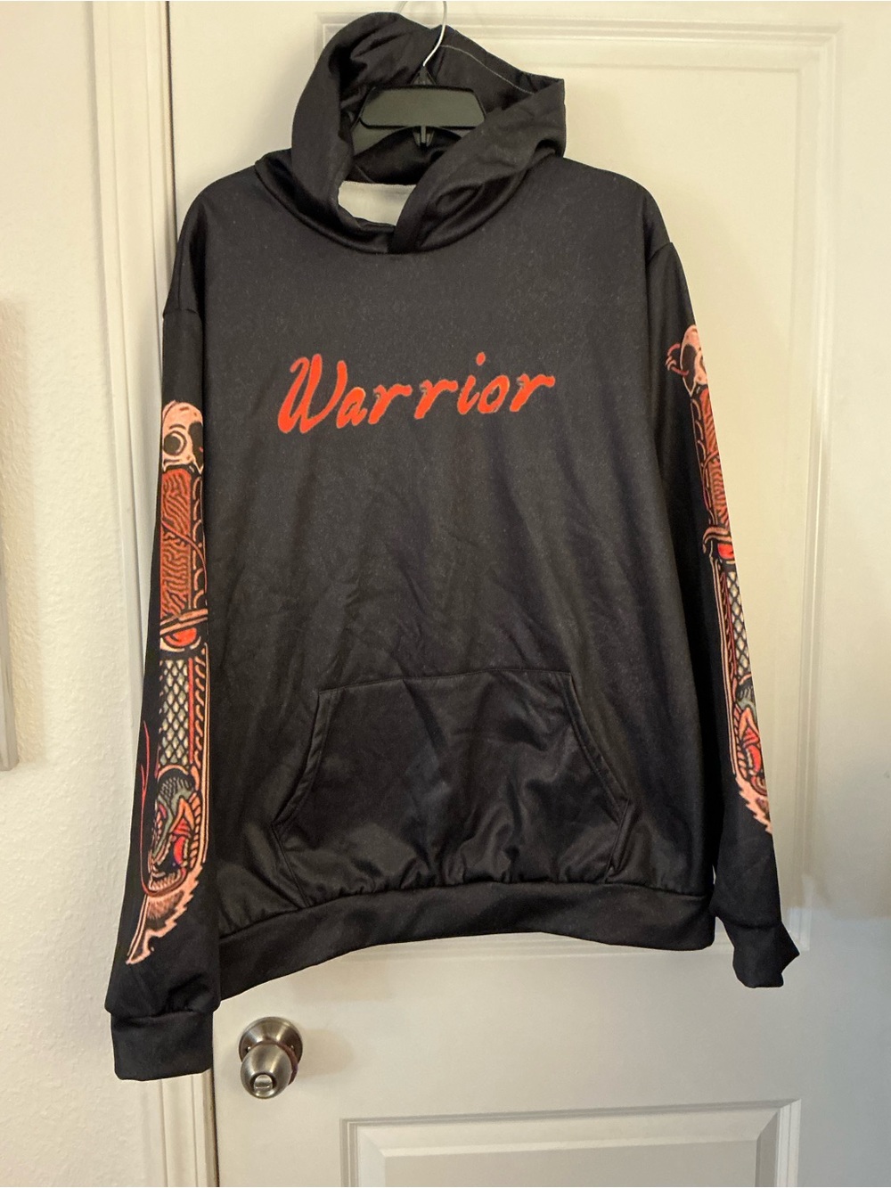 Caskey Black Graphic Hoodie Samurai Mask Theme Full Back Print Men's XL NWOT